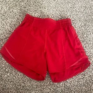Dark red 4” Hotty Hot high-rise lululemon shorts!